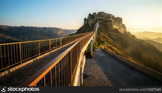 Civita di Bagnoregio is a beautiful old town in the Province of Viterbo in central Italy.. Civita di Bagnoregio, beautiful old town in Italy.