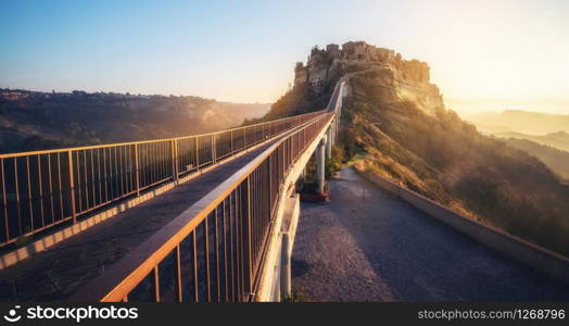 Civita di Bagnoregio is a beautiful old town in the Province of Viterbo in central Italy.. Civita di Bagnoregio, beautiful old town in Italy.