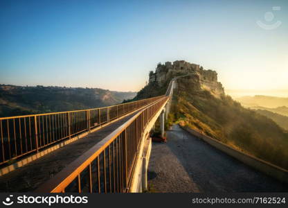 Civita di Bagnoregio is a beautiful old town in the Province of Viterbo in central Italy.. Civita di Bagnoregio, beautiful old town in Italy.