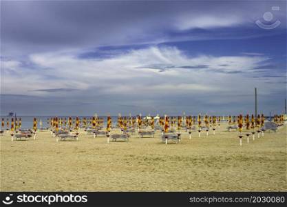 Civitanova Marche, Macerata province, Italy: the beach at springtime (June)