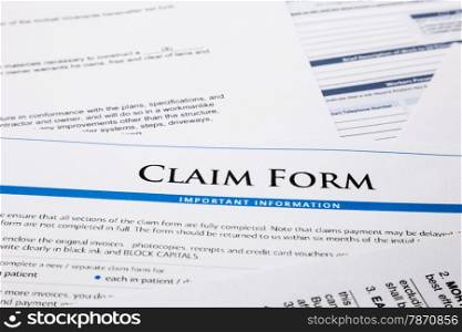 claim form, paperwork and legal document, accident and insurance concepts