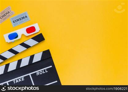 clapperboard with 3d glasses. High resolution photo. clapperboard with 3d glasses. High quality photo