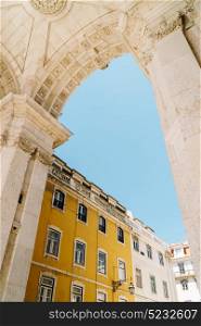 Classic Apartment Building Block Exterior Facade In Lisbon, Portugal