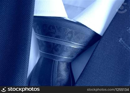 Classic blue suit, shirt and tie , close up , top view. Classic blue suit, shirt and tie, close up, top view