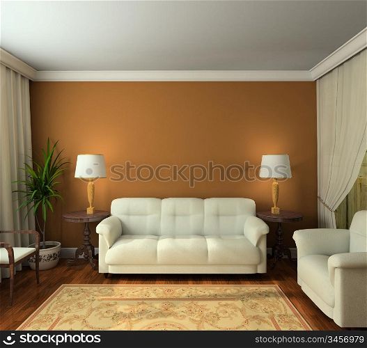 Classic design interior of living-room. 3D render