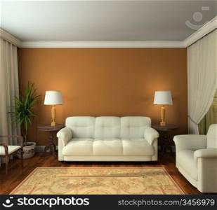 Classic design interior of living-room. 3D render
