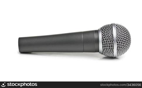 Classic dynamic microphone isolated on white background