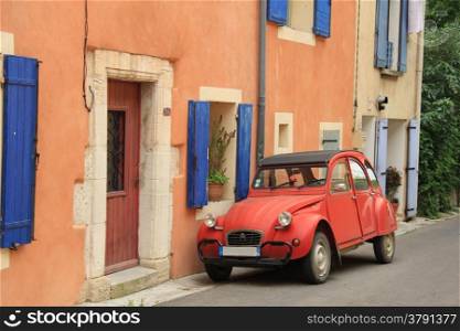 Classic French car on a street in the Provence