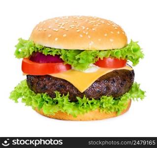 Classic hamburger isolated on white background