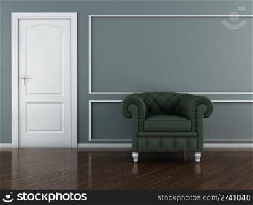 Classic interior (3D render) - The Green Armchair