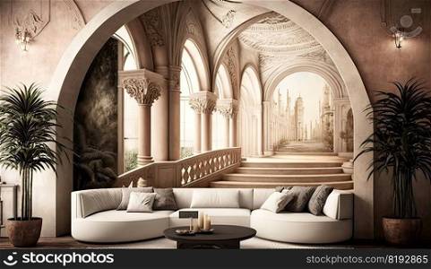 classic interior. design room, style floor, wall light, space 3d, apartment architecture, background classic interior ai generated illustration. classic interior ai generated