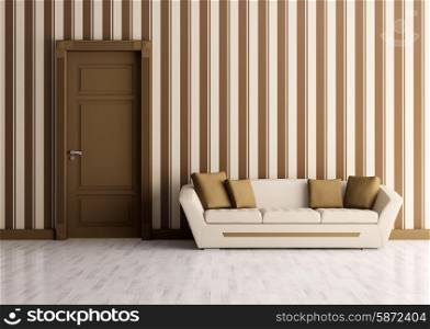 Classic interior of a room with door and sofa