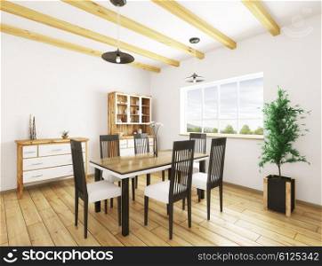 Classic interior of dining room 3d rendering