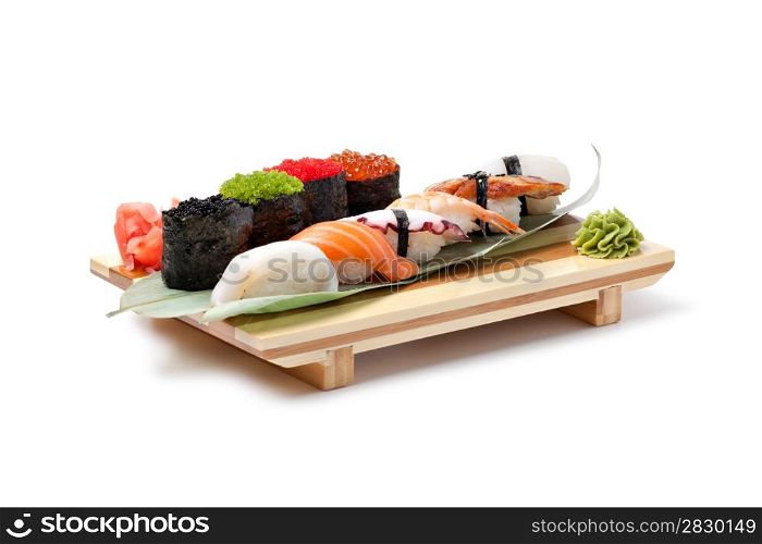 Classic japanese food- sushi on a white