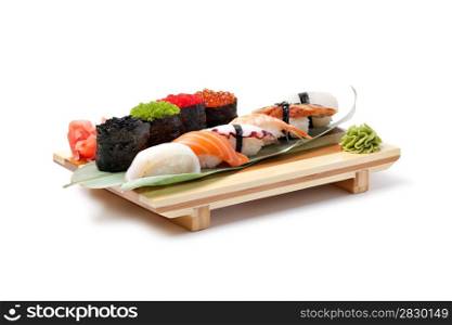 Classic japanese food- sushi on a white