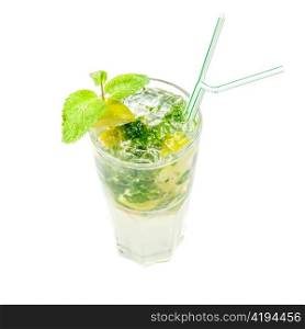 classic mojito alcohol fresh cocktail isolated on a white