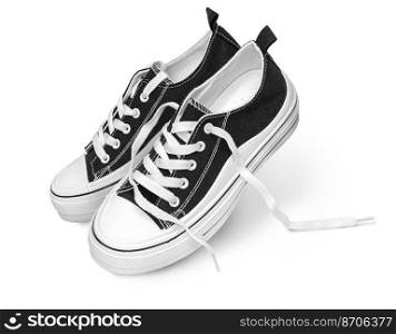 Classic new school sneakers on whita background,