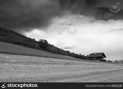 Classic Norway cottage landscape background hd. Classic Norway cottage landscape background