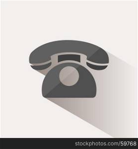 Classic phone icon with shadow on a beige background