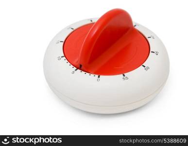 Classic plastic kitchen timer isolated on white