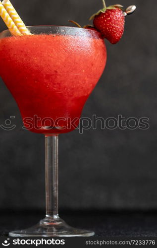 Classic Strawberry Margarita on black background