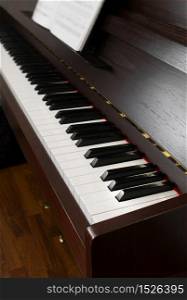 Classic upright piano keyboard black and white. Piano keyboard