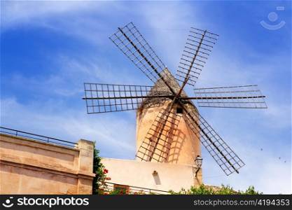 classic windmills from balearics in Palma de Majorca city at Spain