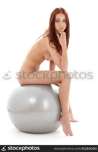 classical artistic nudity picture of naked girl on silver ball