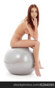 classical artistic nudity picture of naked girl on silver ball