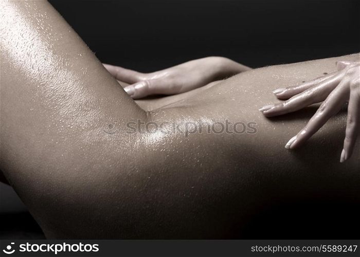 classical closeup picture of laying naked woman