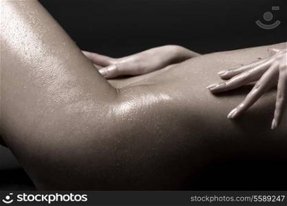 classical closeup picture of laying naked woman