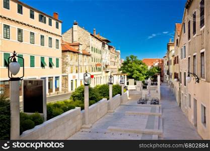 Classical dalmatian street in town of Sibenik, Dalmatia, Croatia