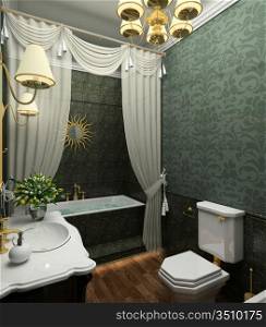Classical design interior of bathroom. 3D render