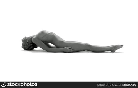 classical monochrome artistic nudity style picture of woman working out