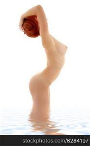 classical nude picture of healthy redhead in water