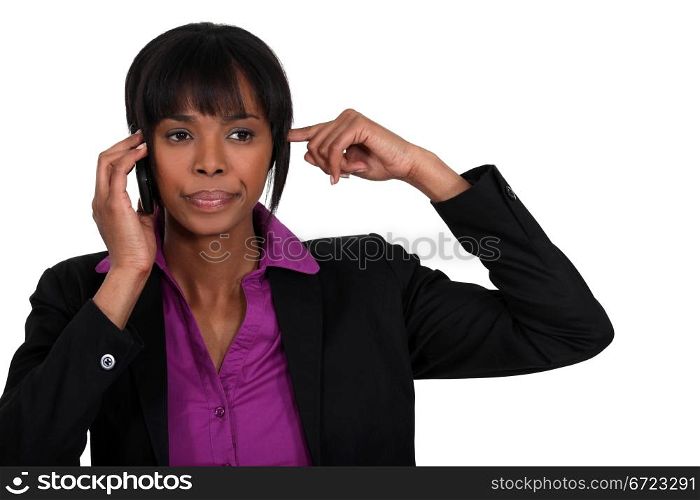 classy black businesswoman making a call