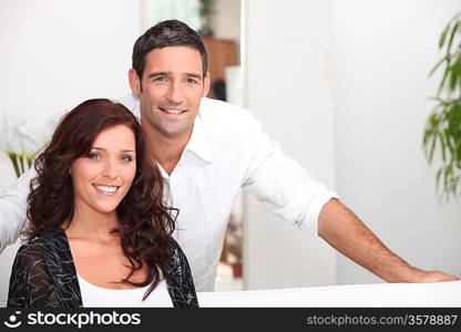 Classy couple in their living room