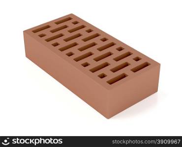 Clay brick on white background