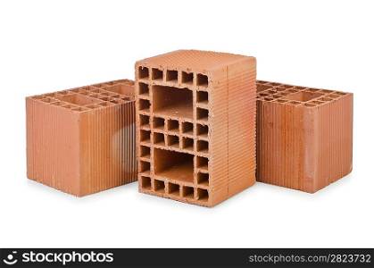 Clay bricks isolated on the white