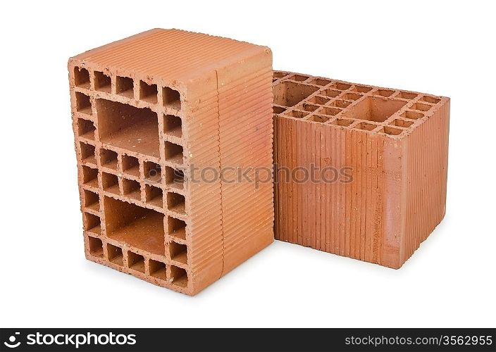 Clay bricks isolated on the white