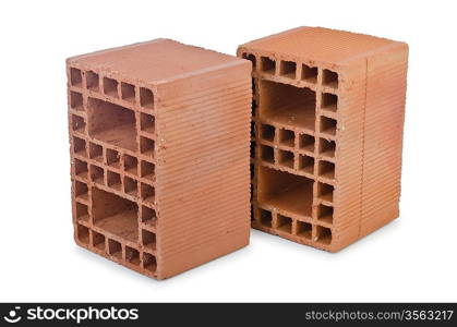 Clay bricks isolated on the white