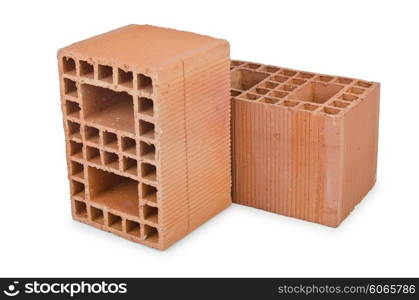 Clay bricks isolated on the white