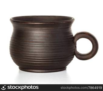 clay cup, mug isolated on white background