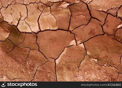 Clay dried red soil cracked texture background dry erath