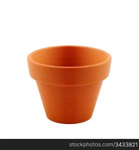 clay garden pot isolated on white background,
