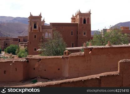 Clay palace in village, Bulman Dodes, Morocco