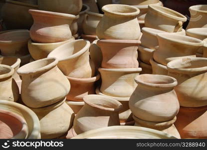 Clay pots, hand work