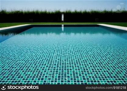 Clean and appetizing blue swimming pool ready to dive. Generative AI