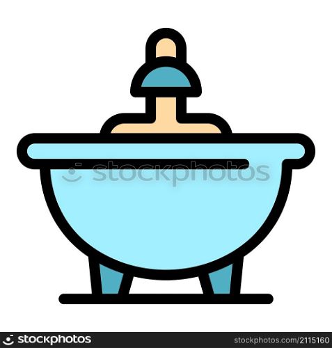 Clean bathtub icon. Outline Clean bathtub vector icon color flat isolated. Clean bathtub icon color outline vector