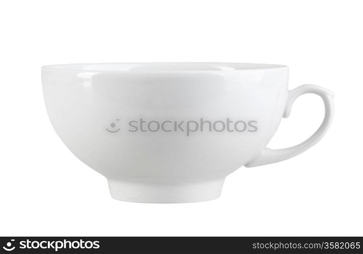 Clean cup of classic-design. Isolated on white background. Close-up. Studio photography.